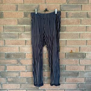 Natural Unknown Supply Navy and Cream Striped Women's Trousers Size XL